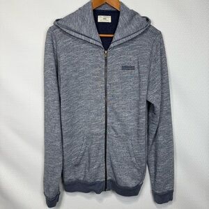 Sol Angeles Full Zip Hoodie Sweatshirt Size Large Made in USA Heathered Blue